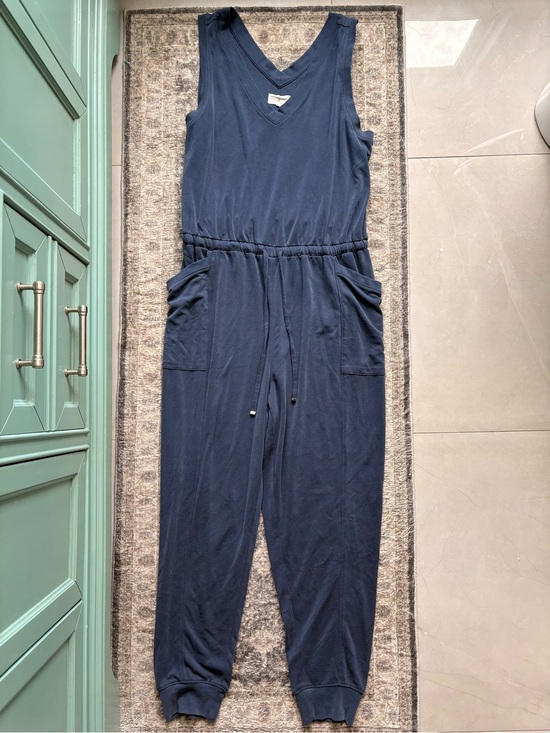 Lou & Grey Pants - Lou & Grey Navy Sleeveless V-Neck Drawstring Jumpsuit